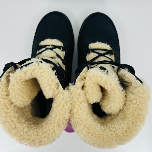 Manitobah Muklucks Women's Pacific Hiker Black Leather Shearling Boots Size 11 - Picture 9 of 11